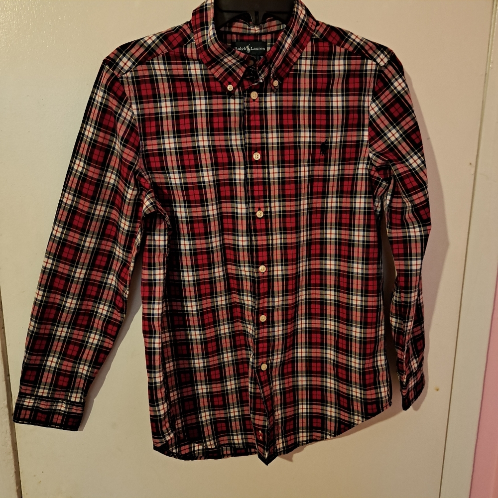 Ralph Lauren size 14/16 red checkered plaid button down shirt